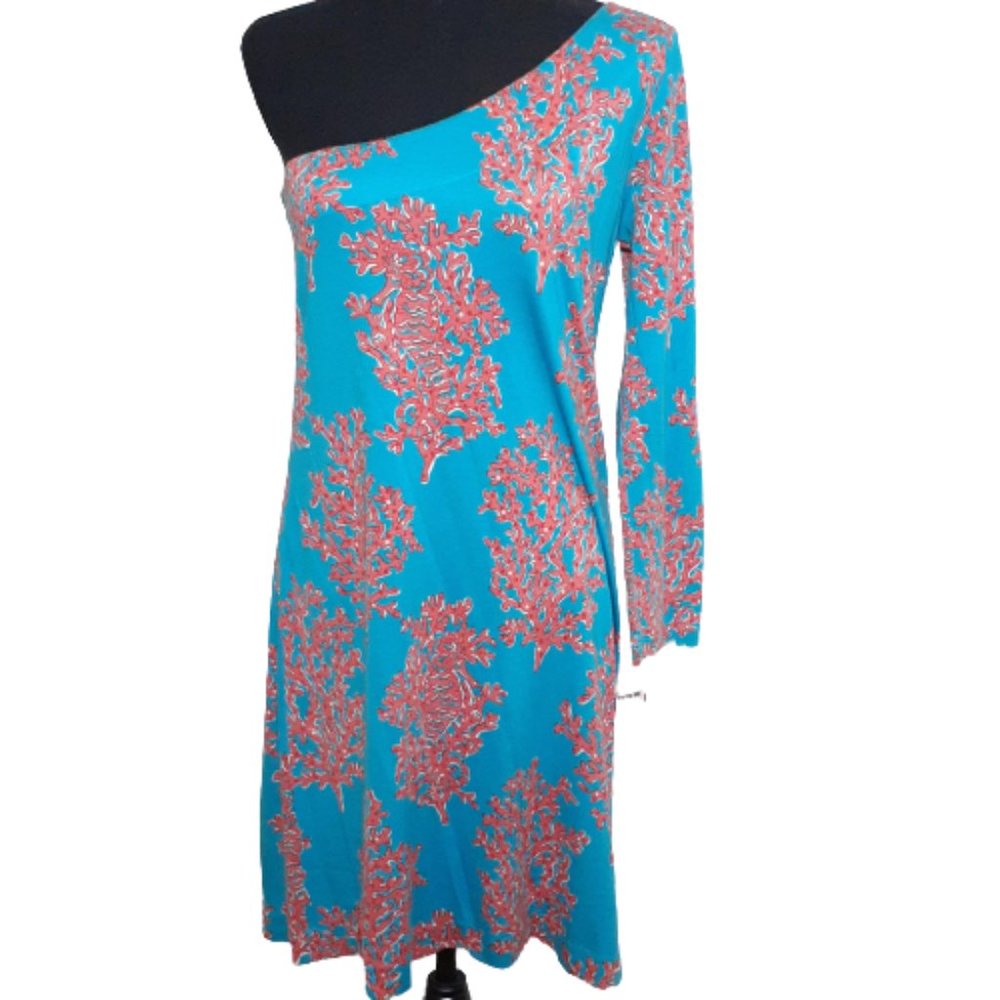 Lilly Pulitzer Coral Siesta One Shoulder Dress